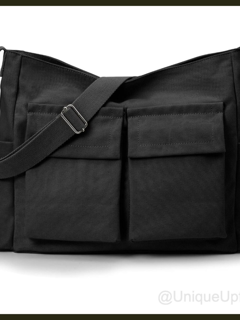 Canvas Crossbody Messenger Bag Large Zipper Tote Shoulder Bag